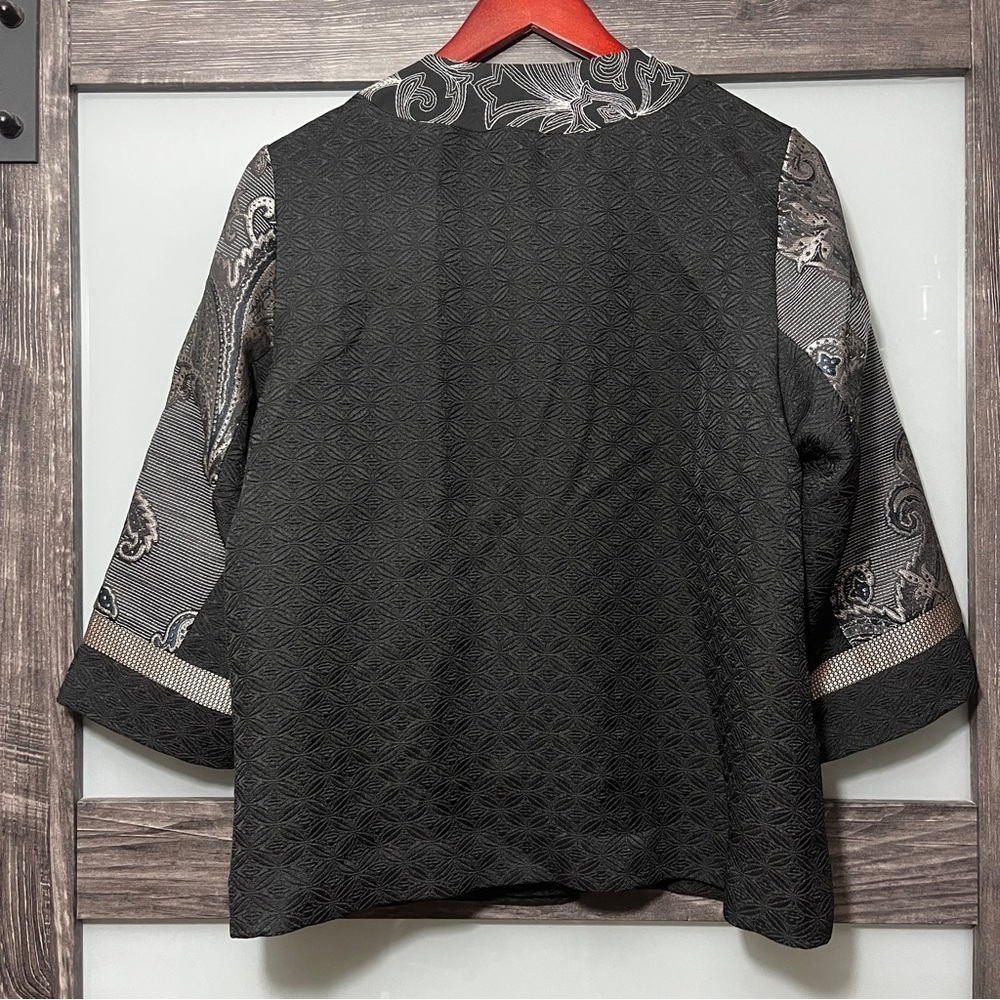 Chico's Patchwork Embroidered Paisley Open Front Jacket Wearable Art Statement - Picture 3 of 13